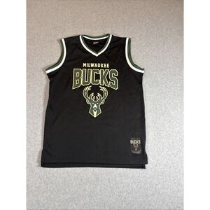 Milwaukee Bucks Kids Black Jersey NBA Sz L (18-20) Ultra Game